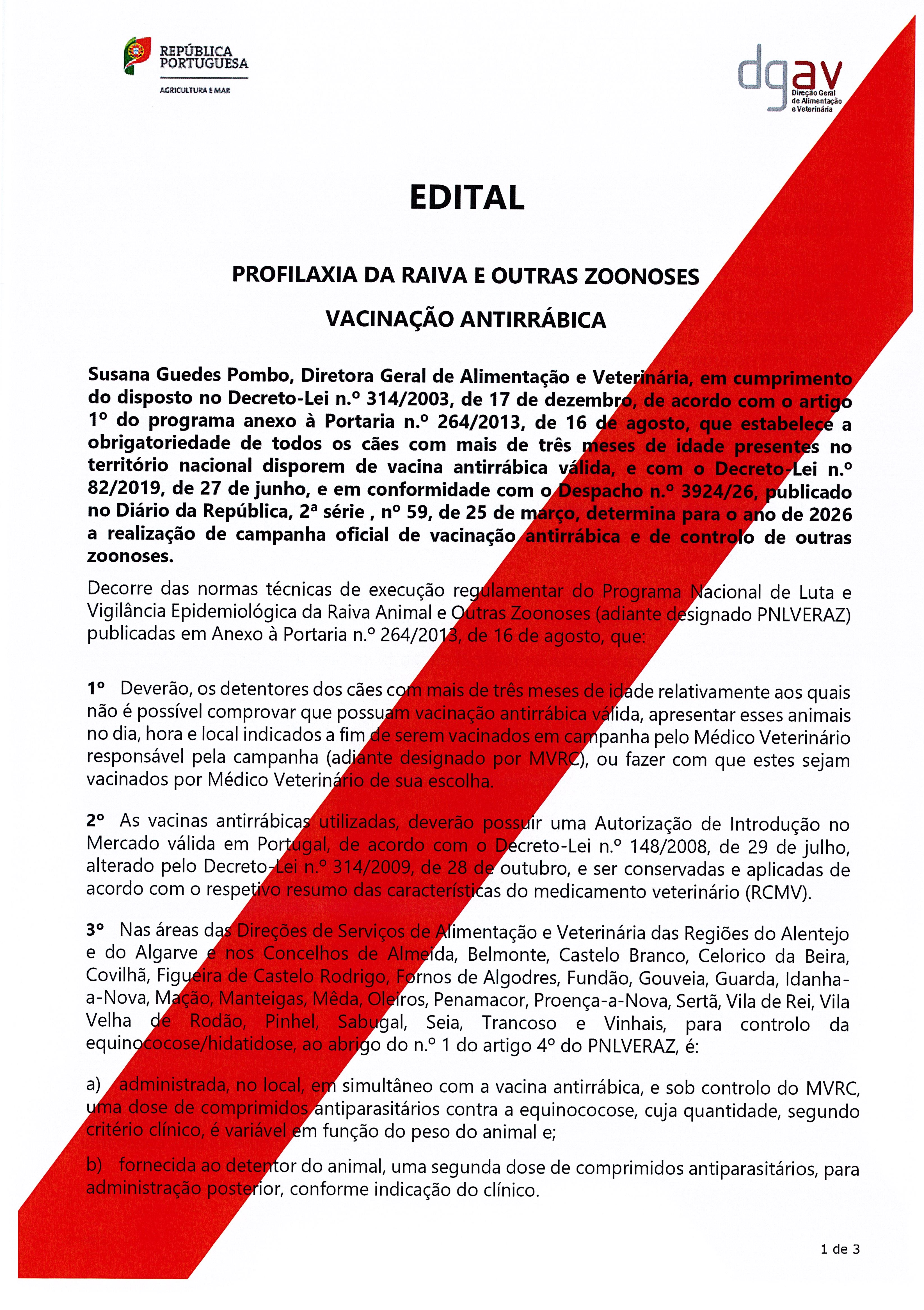 EDITAL PROFILAXIA DA RAIVA E OUTRAS ZOONOSES