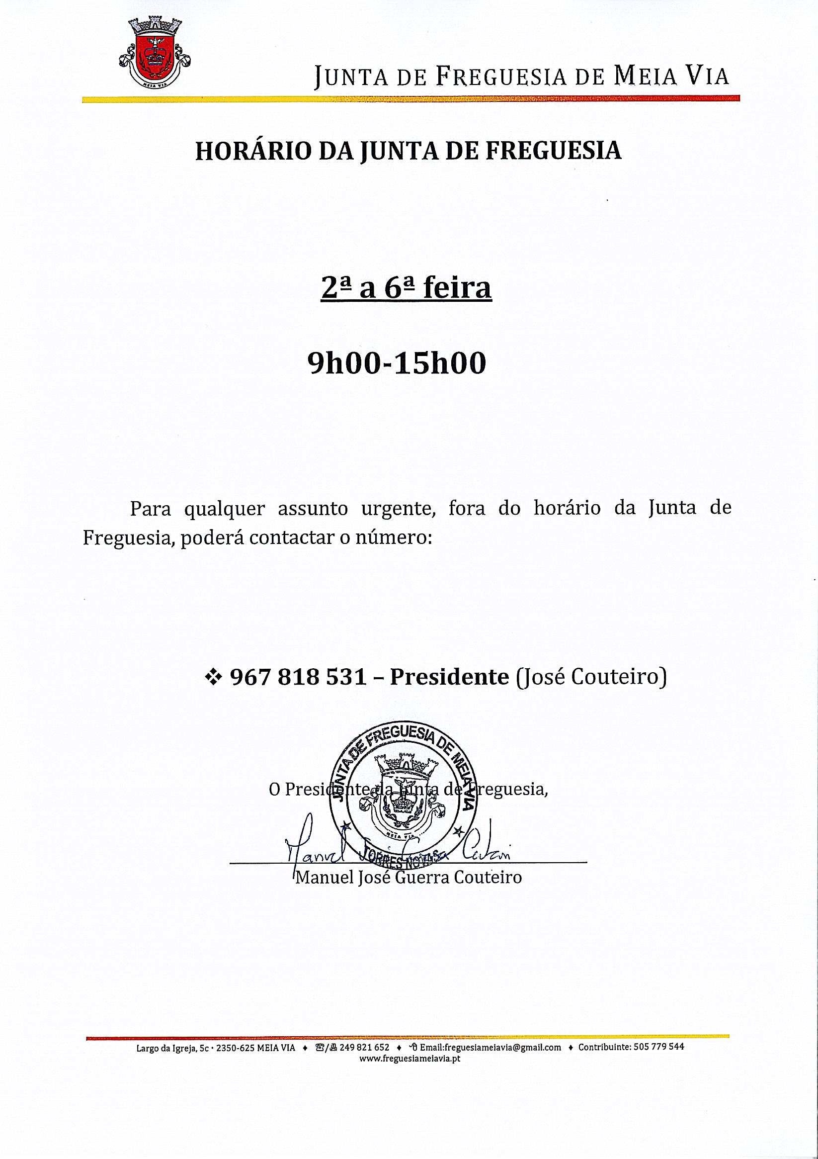 horario da junta abril